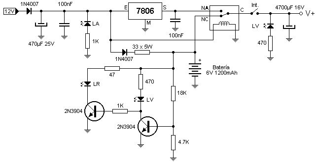 F.A. 6V 1A con sistema de alimentaci&oacute;n ininterrumpida